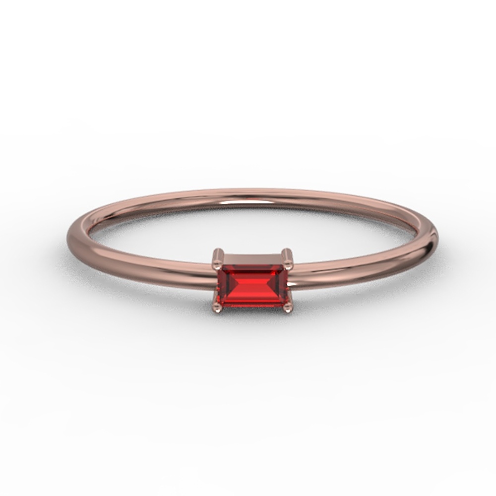 10K ROSE GOLD BAGUETTE CUT RUBY CZ RING - Picture 2 of 2